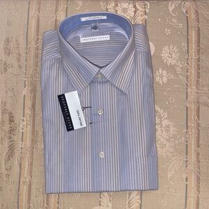 Geoffrey Beene Gray Striped Dress Shirt